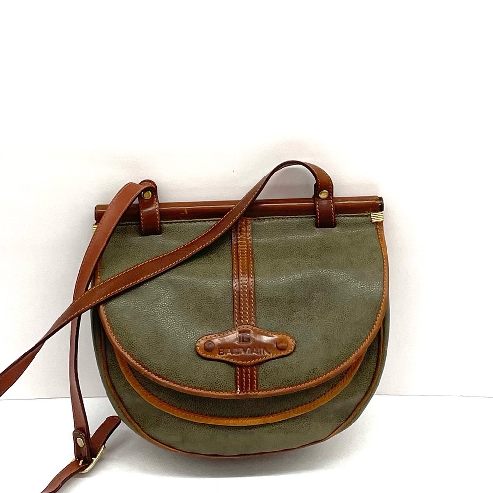 Balmain Paris very light green leather crossbody bag